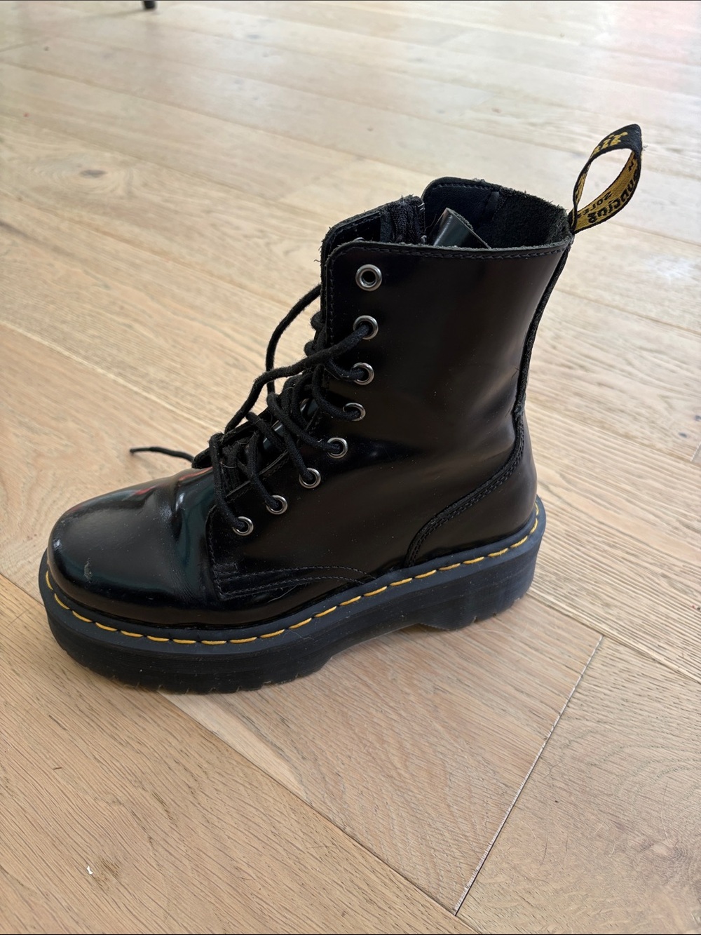 Dr. Martens Black Leather Lace-Up Platform Boots